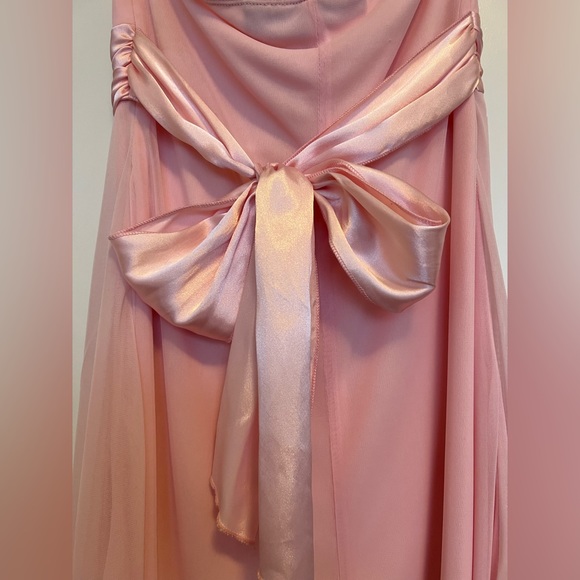 Vintage Knee Length Satin/Chiffon Light Pink Formal Dress - Picture 11 of 16